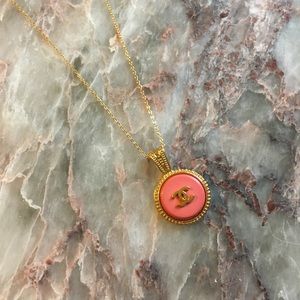 Chanel Pink & Gold Button Necklace